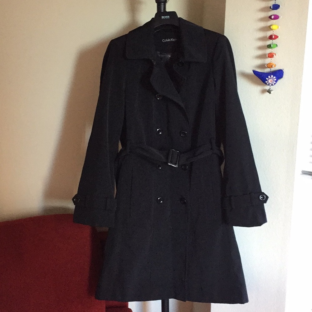 Black Calvin Klein Weather proof trench coat